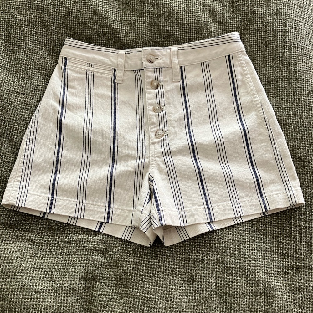 Madewell Emmett High Waisted Striped Shorts Size 27